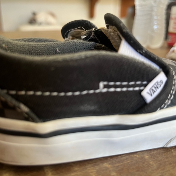 Vans baby slip-on V Velcro strap Checkerboard black/pewter Baby Size 4.5 - Picture 6 of 10
